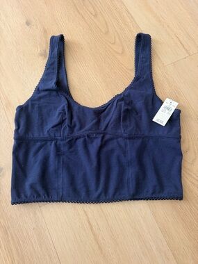 aerie Navy Scalloped Longline Bralette